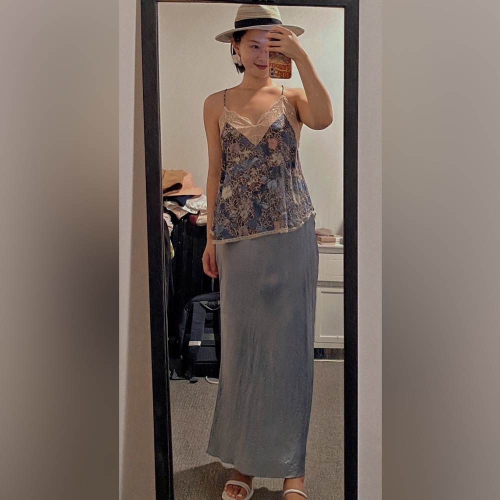 Vince acetate pale blue maxi skirt